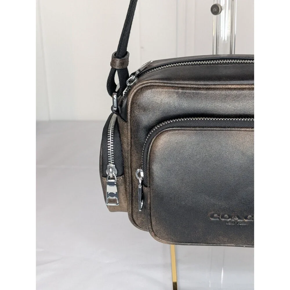 Coach Fletcher Unisex Crossbody -  Loved Leather Black/Tan, NWT